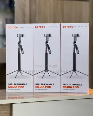 Porodo 360° Tilt Handle Media Pod - Folding Quad Base Design