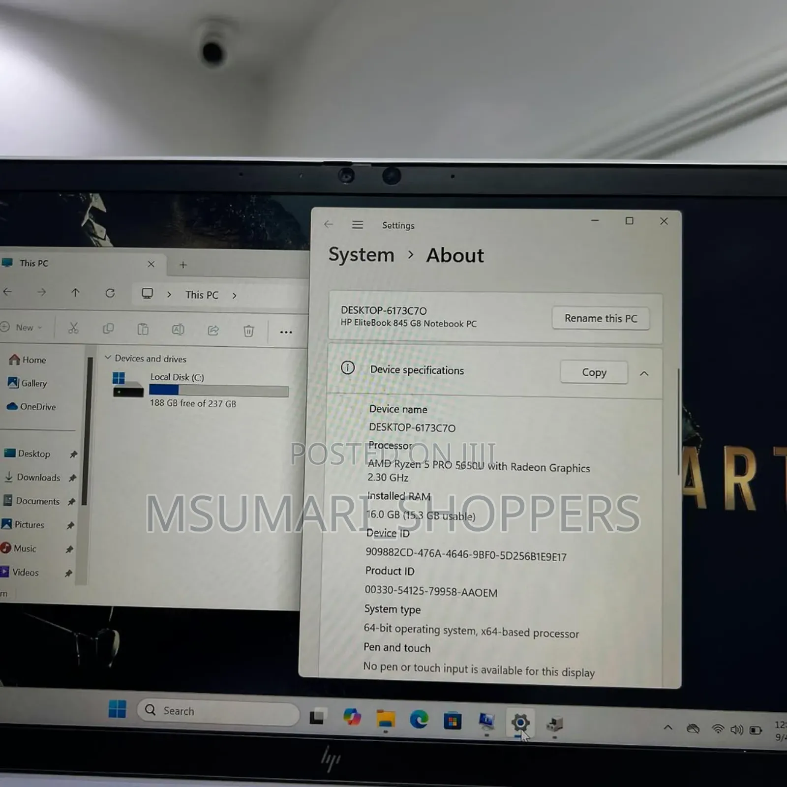 Laptop HP EliteBook 845 G8 16GB AMD Ryzen 5 SSD 256GB