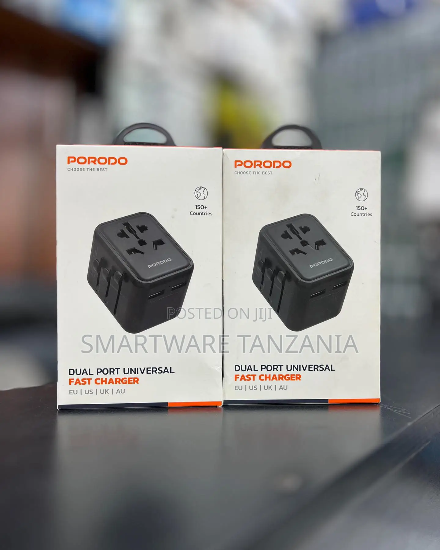 Porodo Dual Port Universal Fast Charger Travel Adapter Black