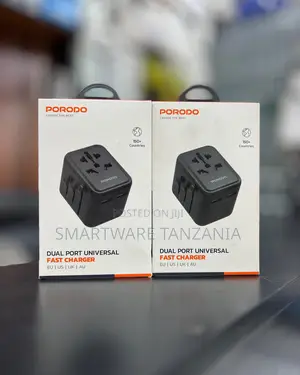 Porodo Dual Port Universal Fast Charger Travel Adapter Black