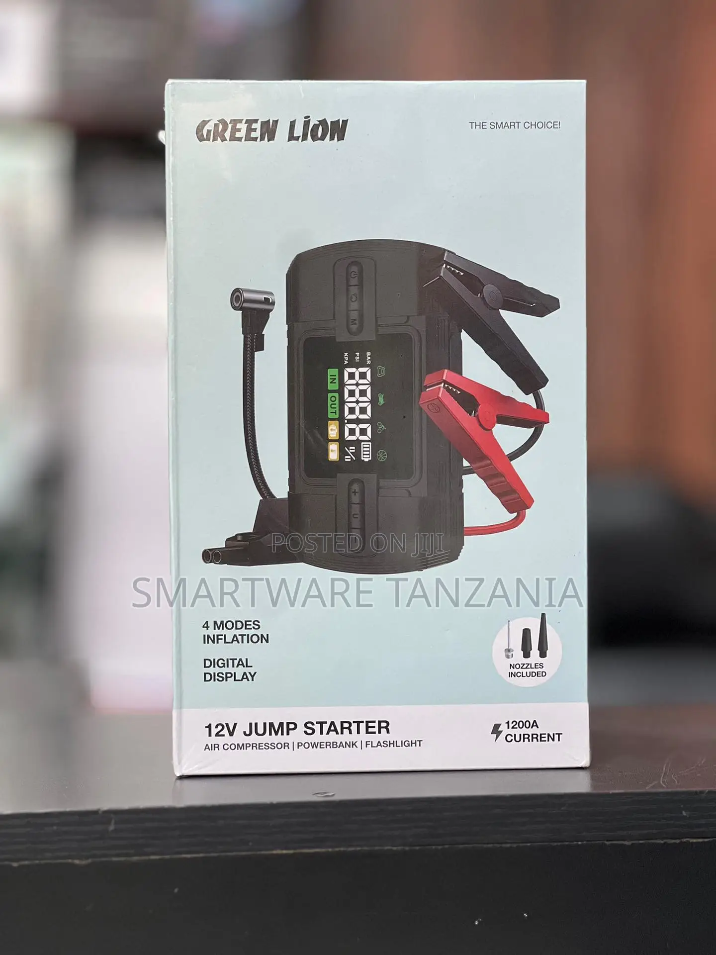 Green Lion 12v Jump Starter With Air Compressor 12000mah Power