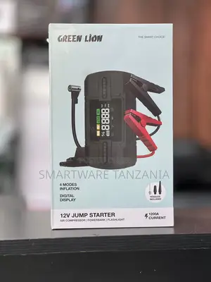 Green Lion 12v Jump Starter With Air Compressor 12000mah Power