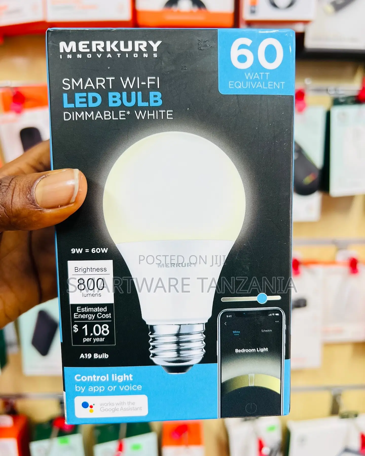 Merkury Innovations A19 Smart Wi-Fi Dimmable White Led Bulb