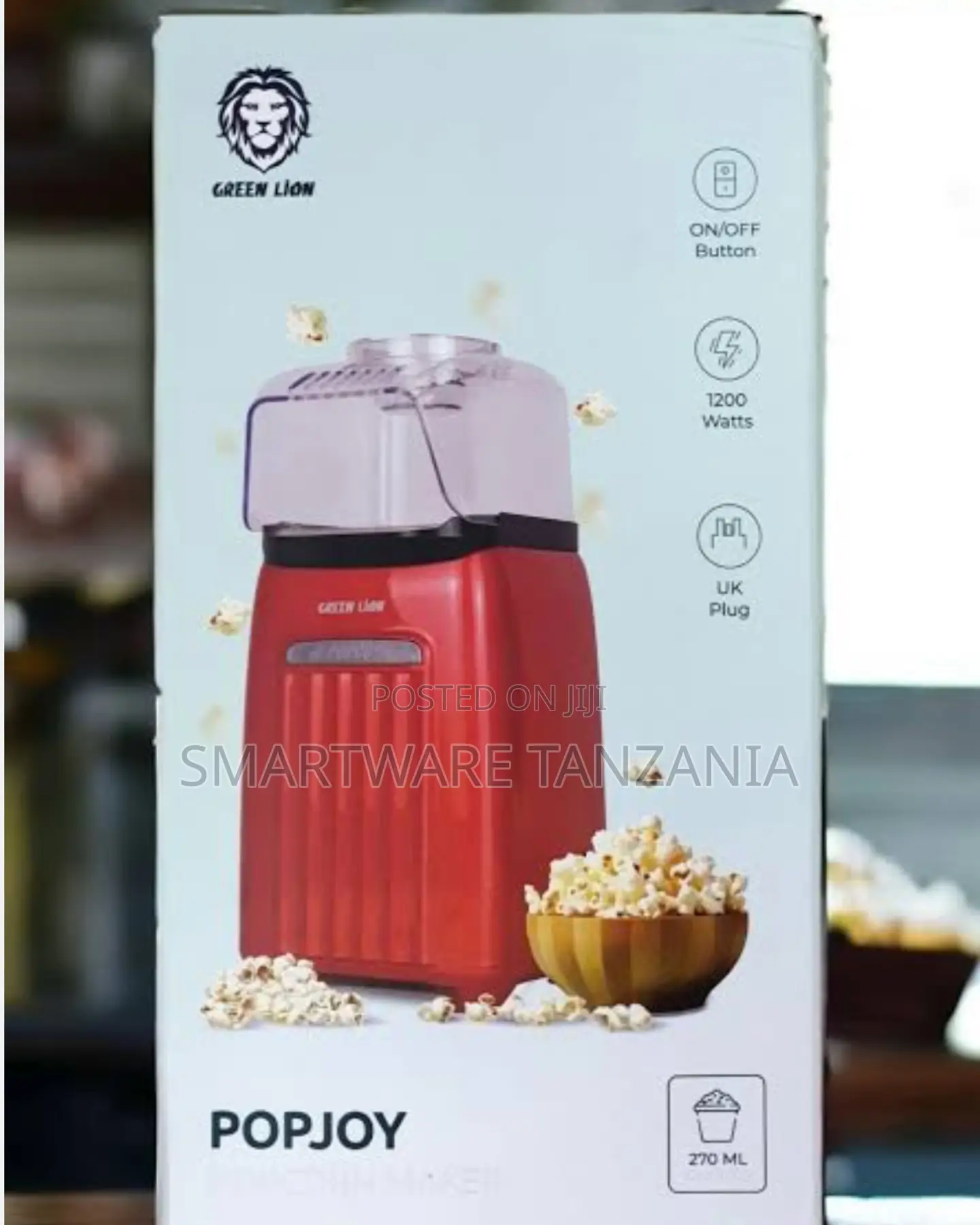 Green Lion Popjoy Popcorn Maker 1200w Red Uk Plug 270ml Capacity
