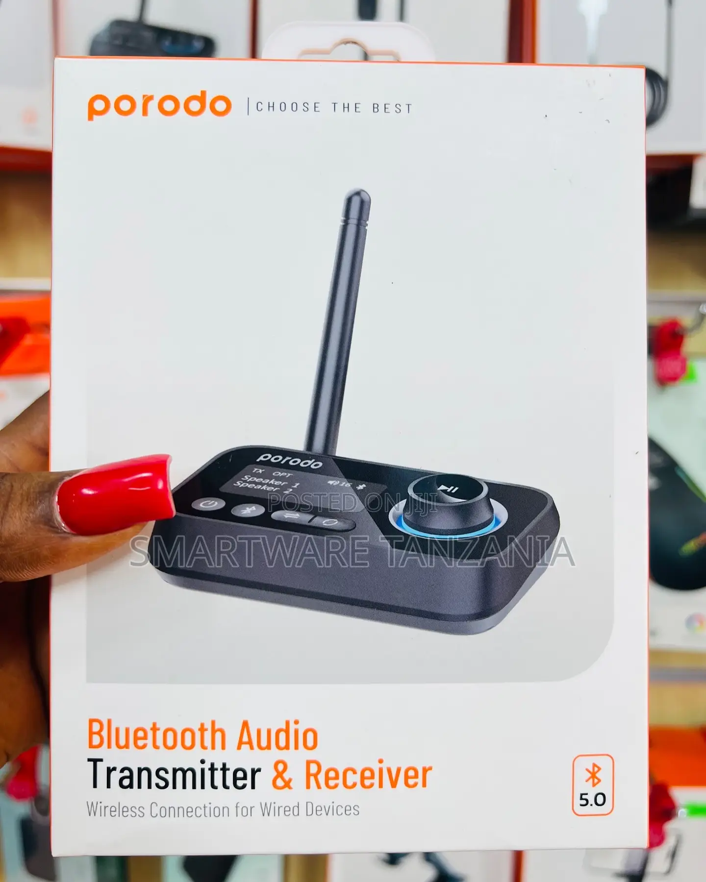 Porodo Bluetooth Audio Transmitter Receiver 5.0 Wireless Adapter