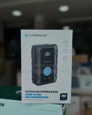 Powerology 20000mah Power Bank Jump Starter Air Compressor 3000a 45w