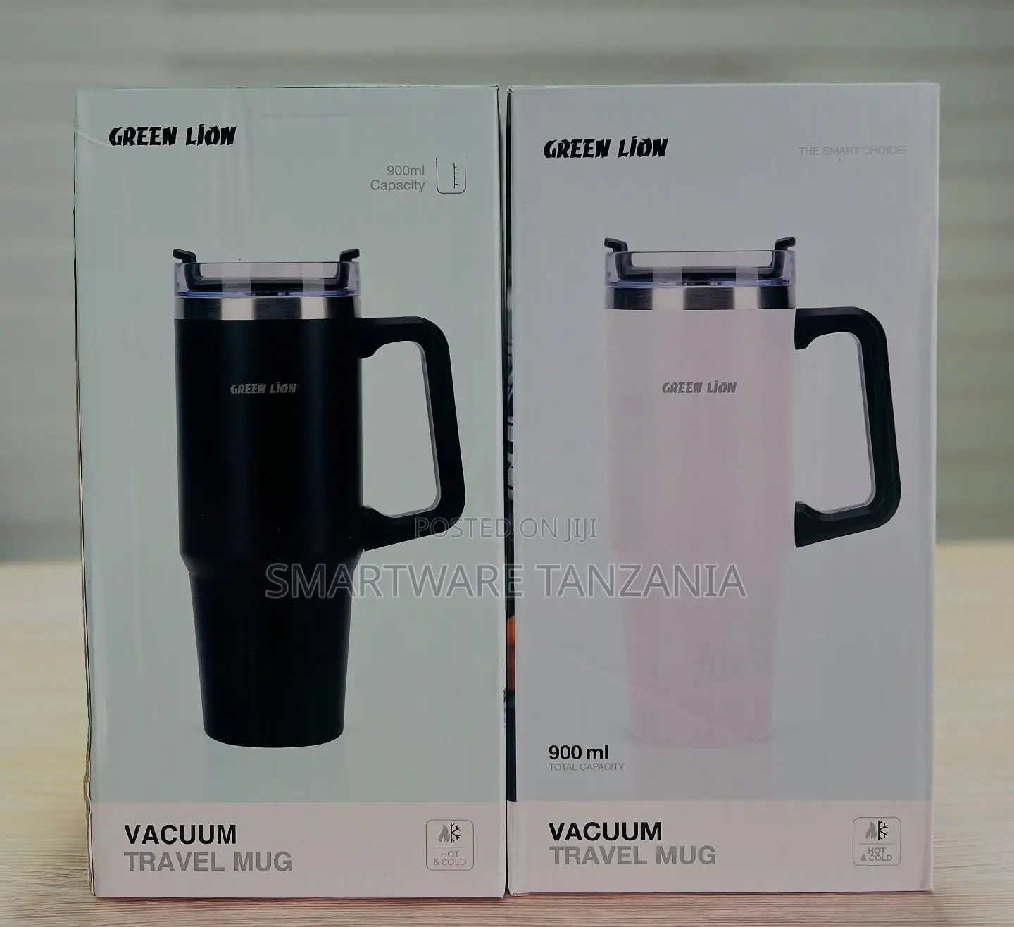 Green Lion 900ml Vacuum Travel Mug With Handle - Hot Cold