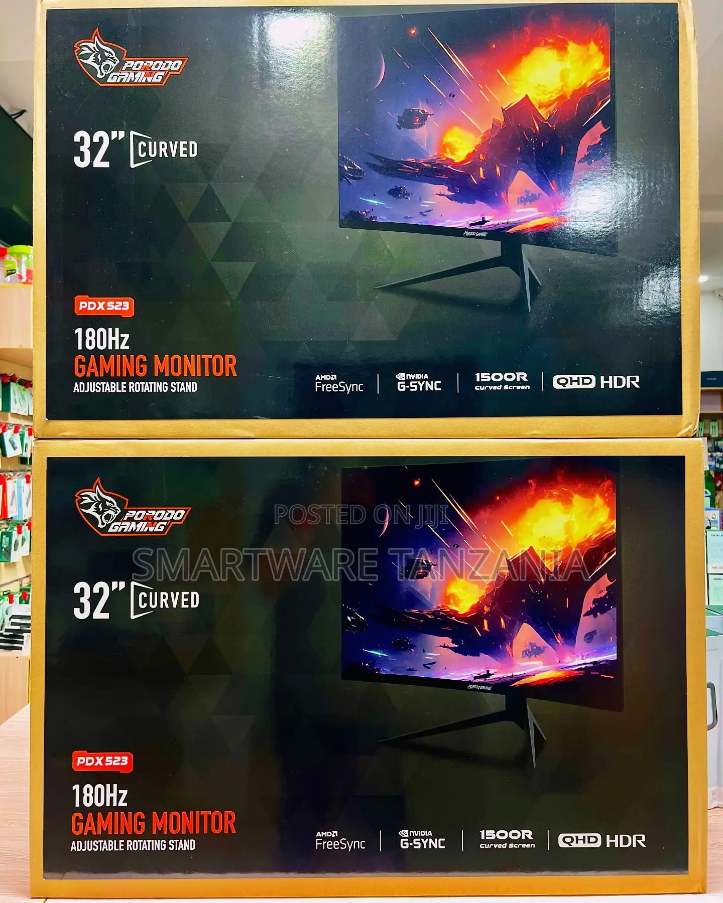 Porodo Gaming 32" Curved Monitor - 180hz QHD Freesync Display