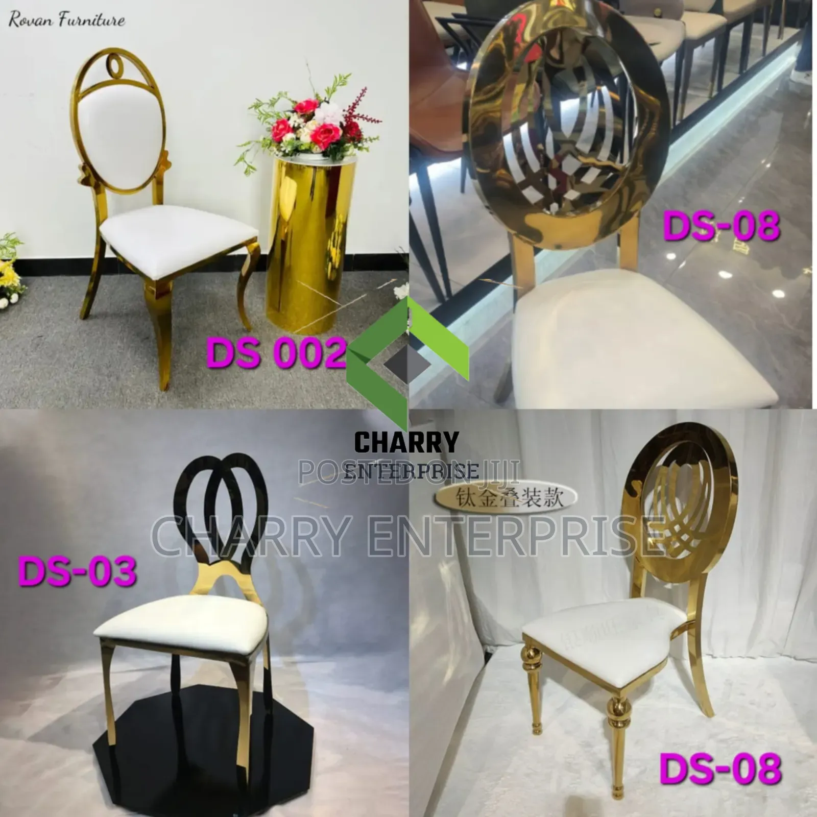 Classic Stylish Gold-Finished Stainless Steel Wedding and Event Chairs