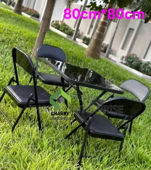 Black Folding Table and Chairs Set for Home Garden, Restaurant Use Etc