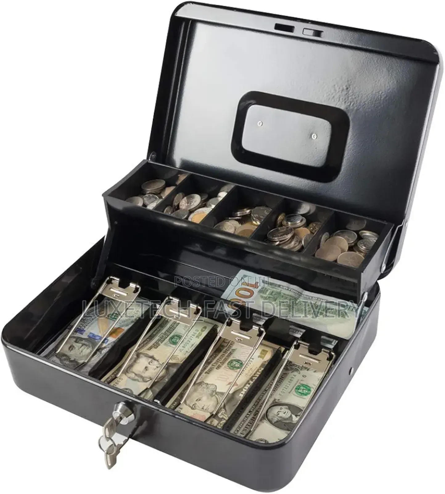 Cash Box With Money Tray, Cashier Drawer Box, Safety Locker
