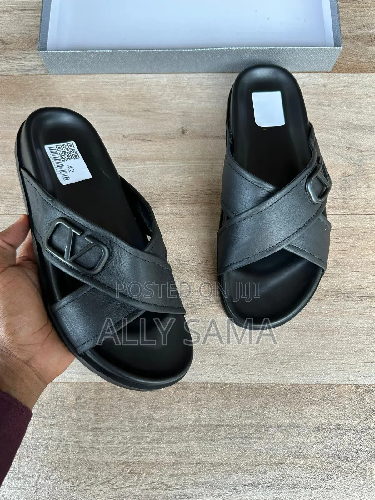 Men's Sandals Full Black Material Leather