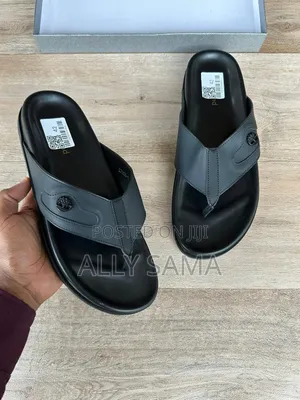 Men's Sandals Full Black Material Leather