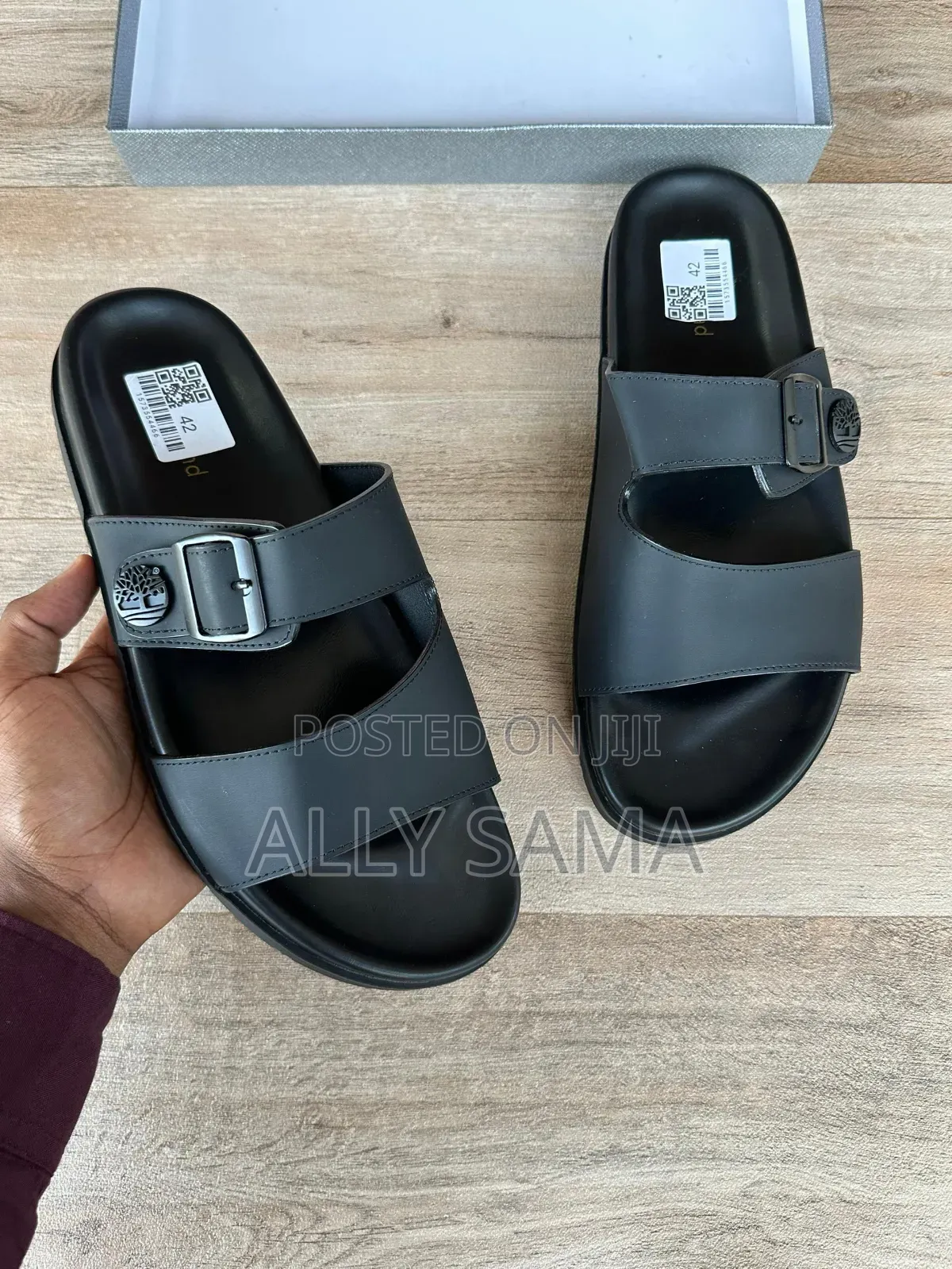 Men's Sandals Full Black Material Leather