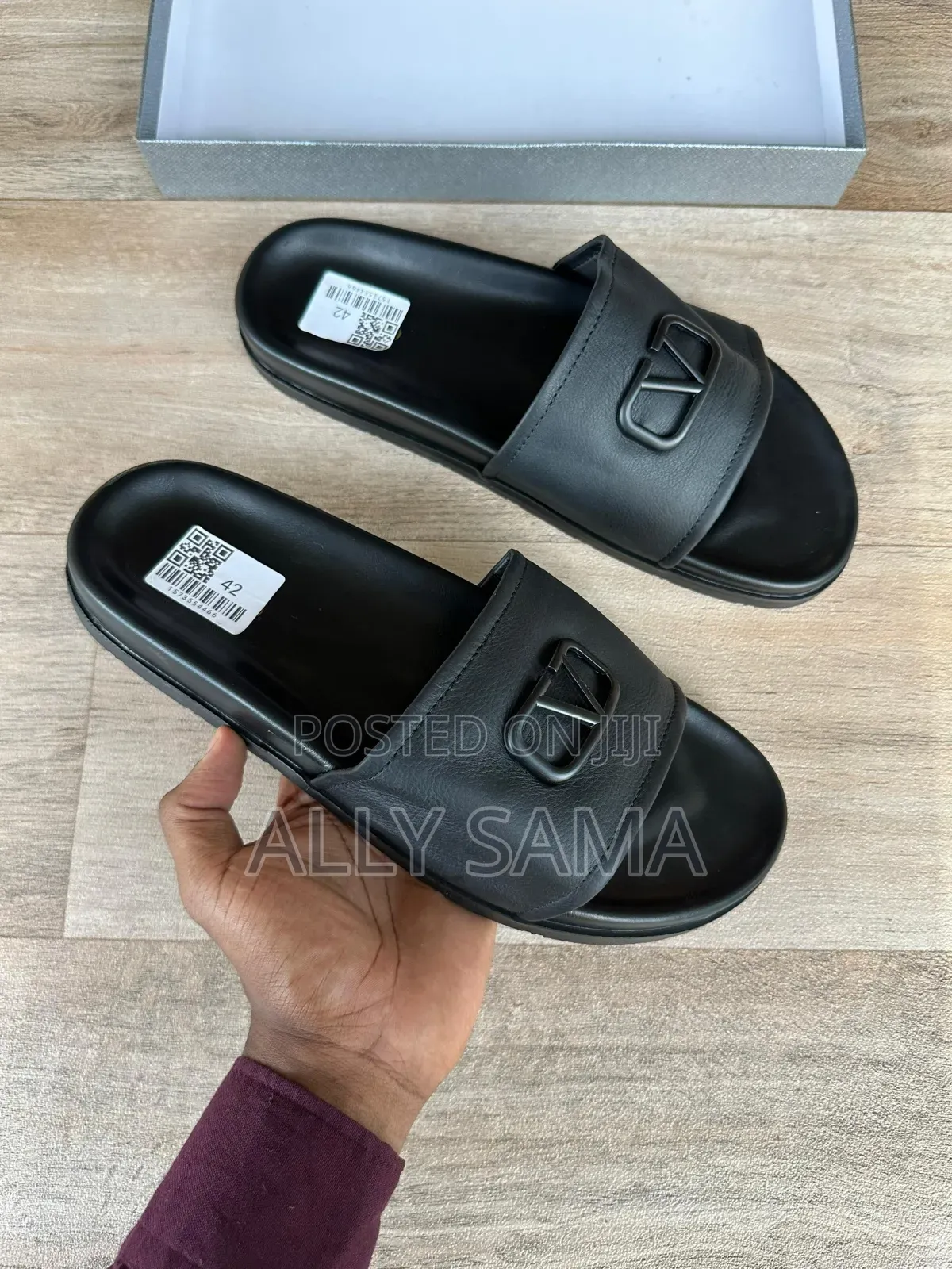 Men's Sandals Full Black Material Leather
