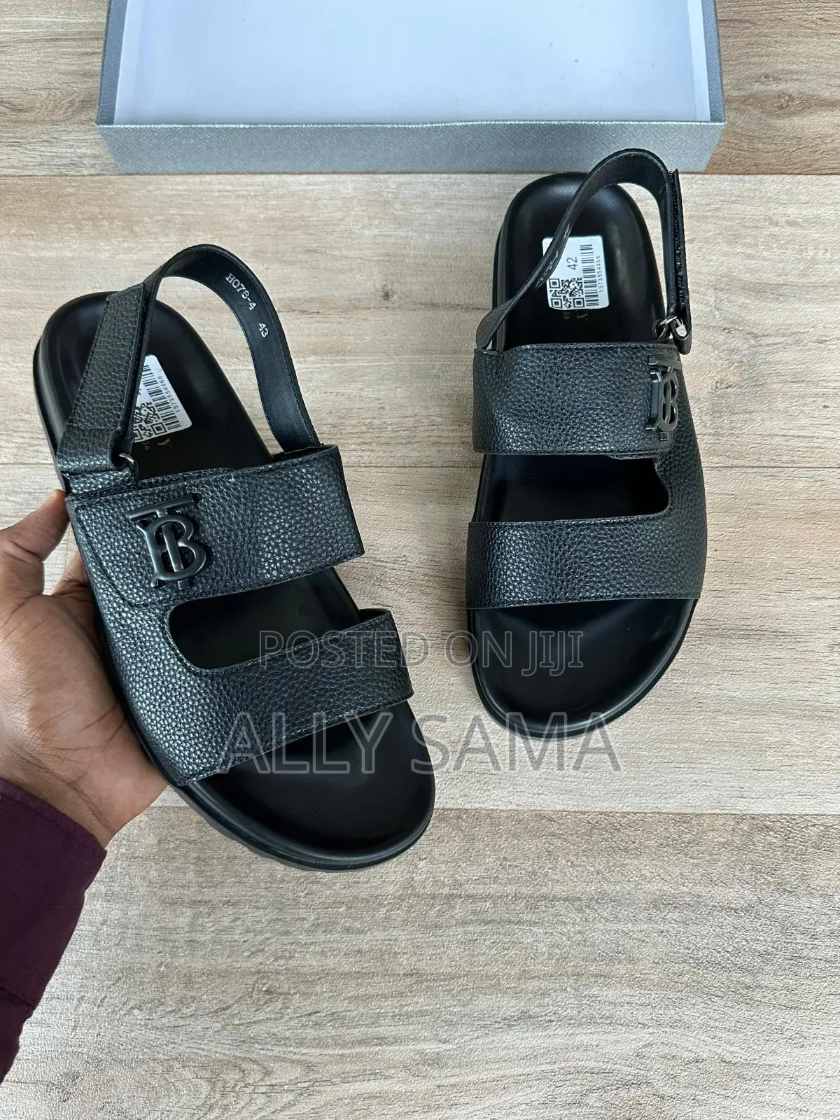 Men's Sandals Full Black Material Leather