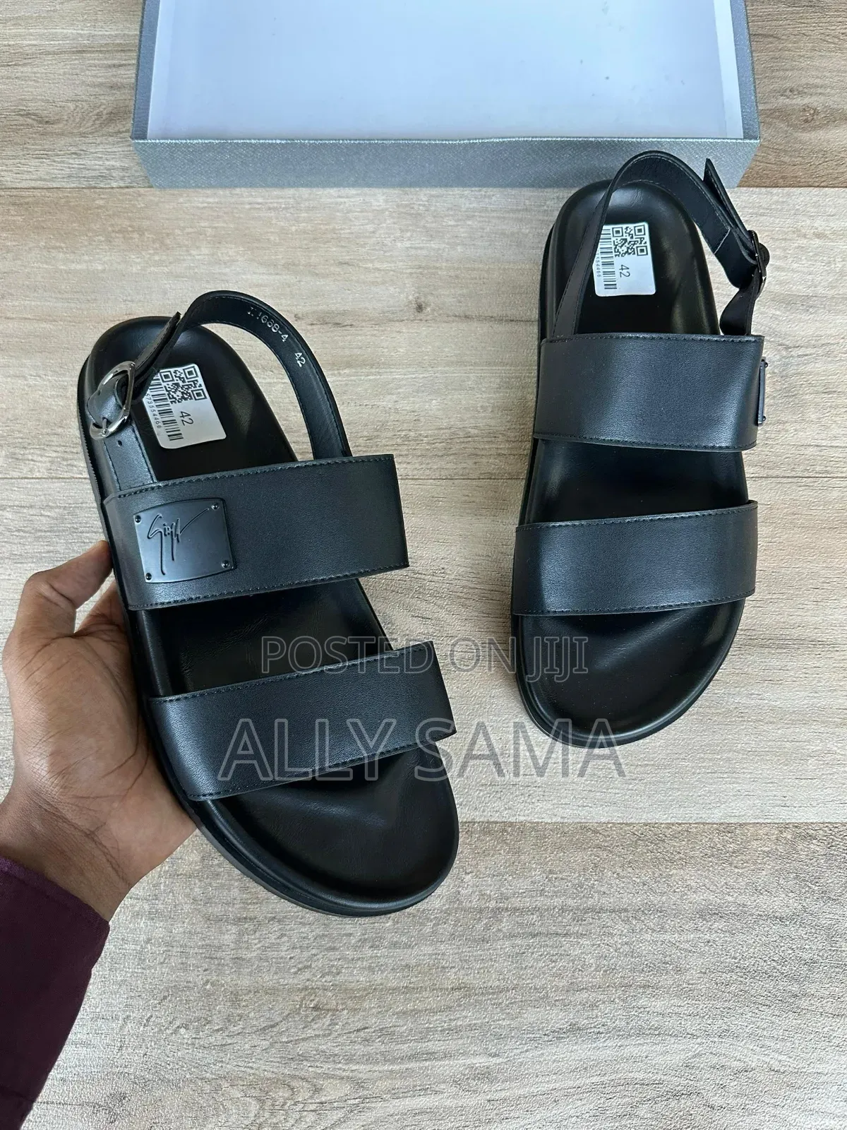 Men's Sandals Full Black Material Leather