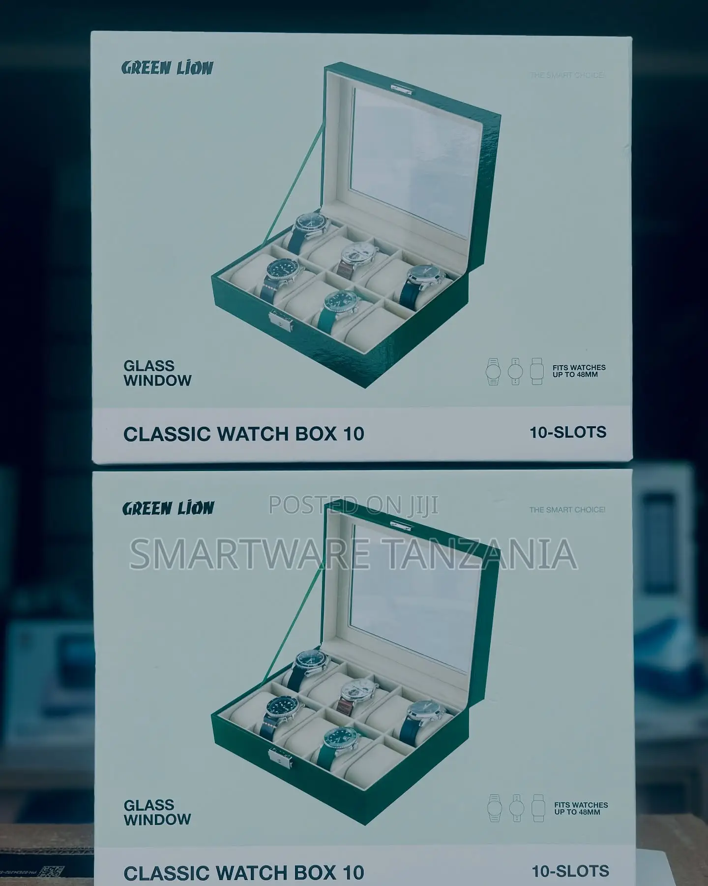 Green Lion Classic 10-Slot Watch Organizer Box With Glass Top Display