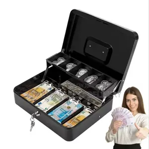 Portable Money Box For Cash Saving Locking Cash Box With Money Tray