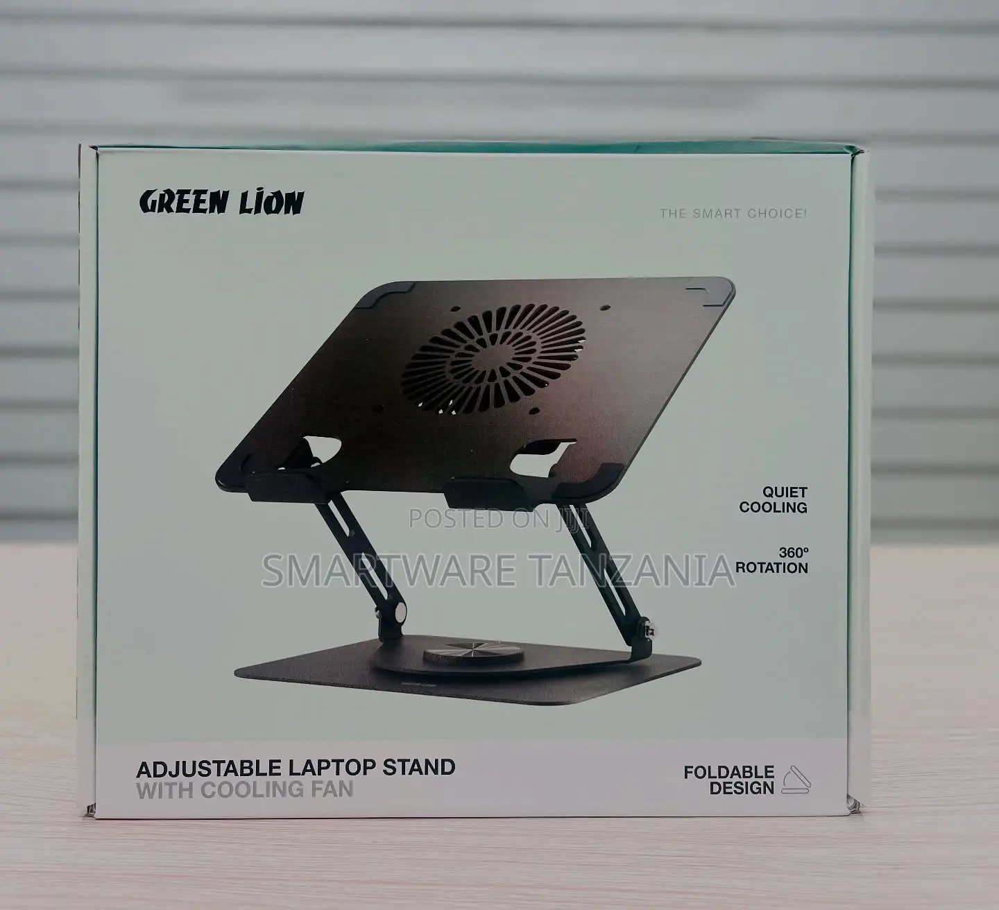 Green Lion Laptop Stand - Adjustable 360° Rotation Cooling Fan