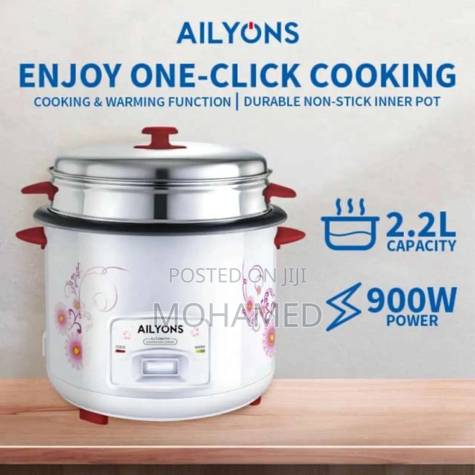 Ailyons Rice Cooker 2.2l