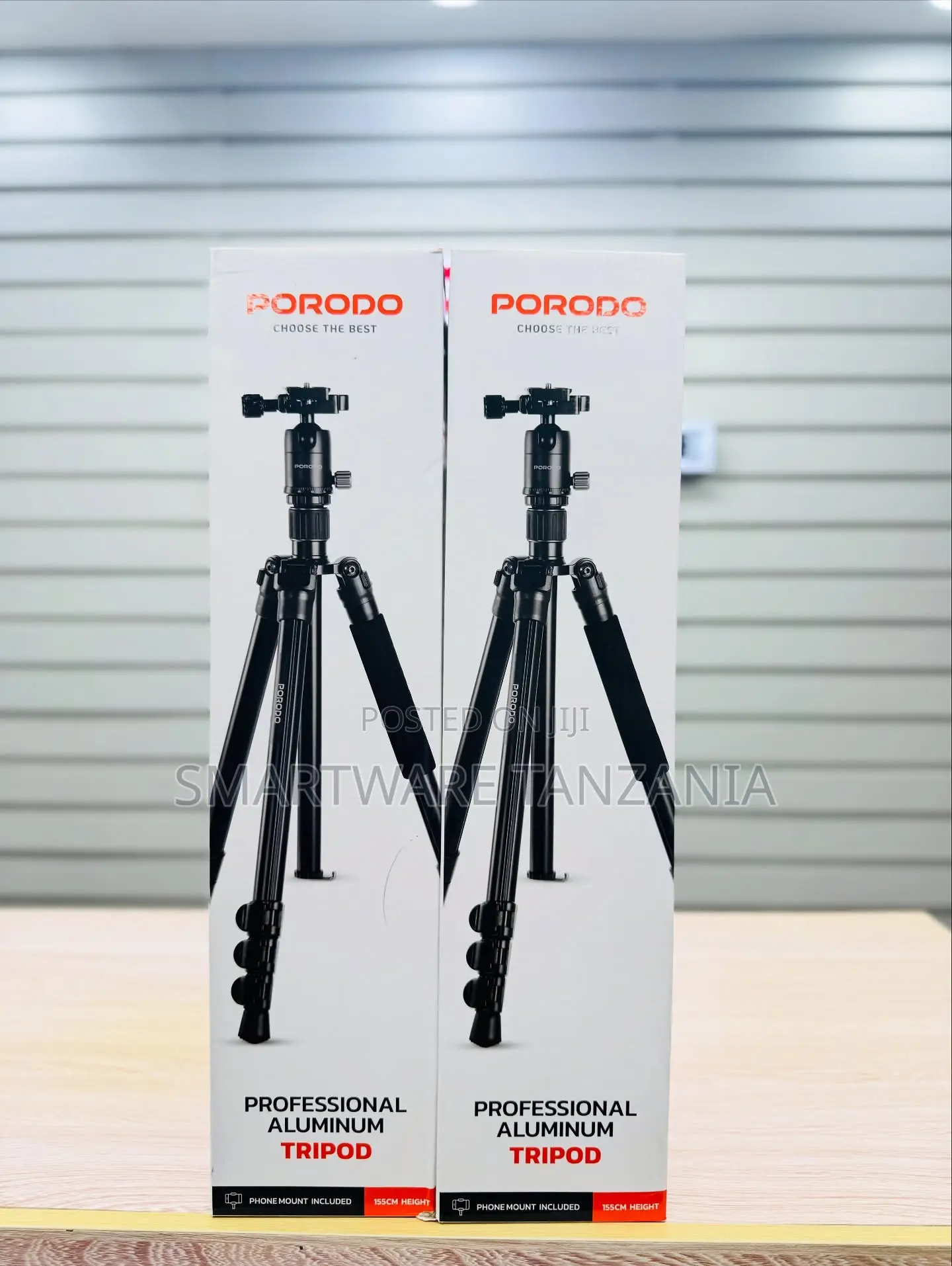 Porodo Professional Aluminum Tripod 155cm With Phone Mount Holder