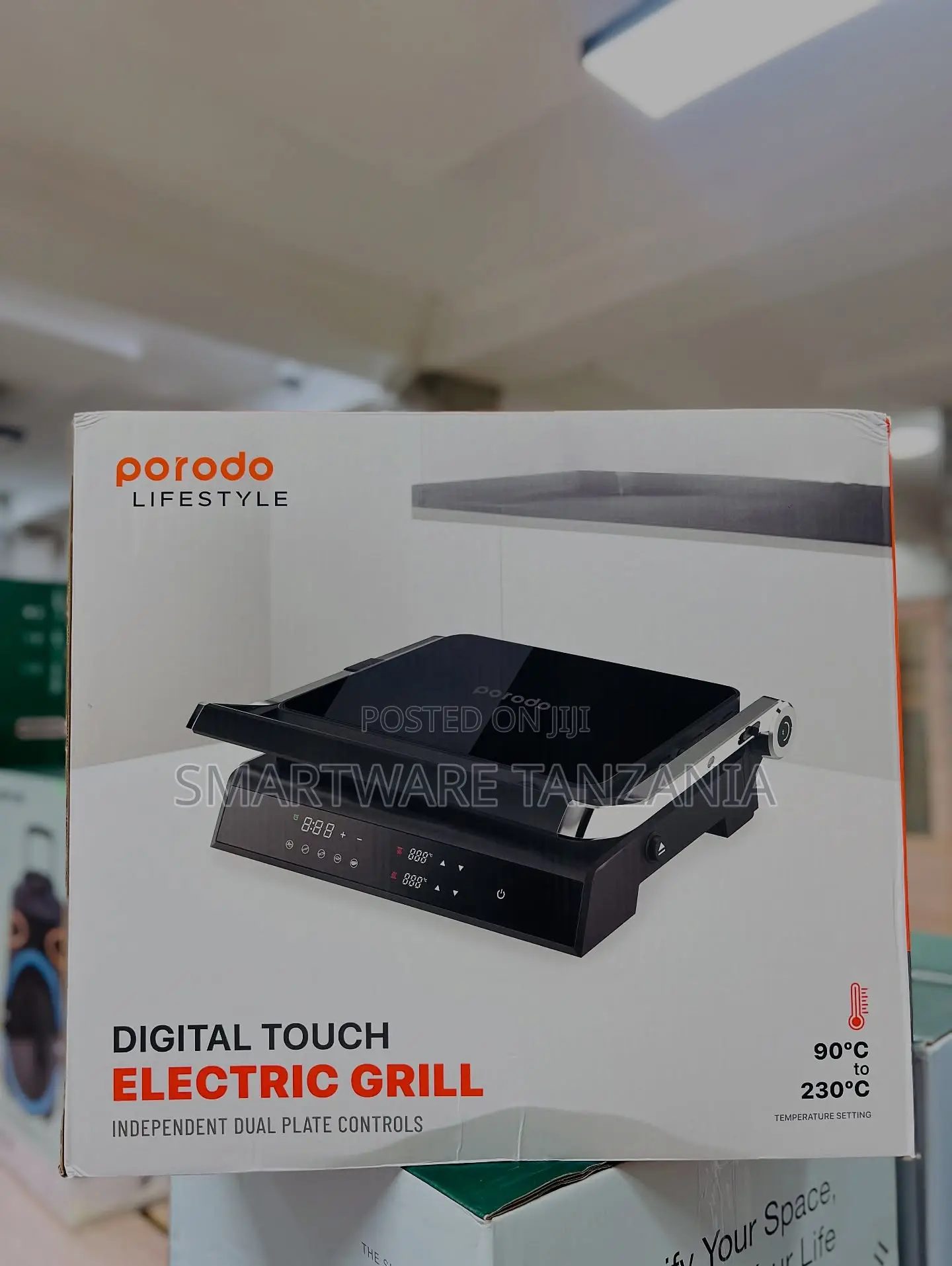 Porodo Electric Grill With Digital Touch Controls 90–230°C Dual Plates