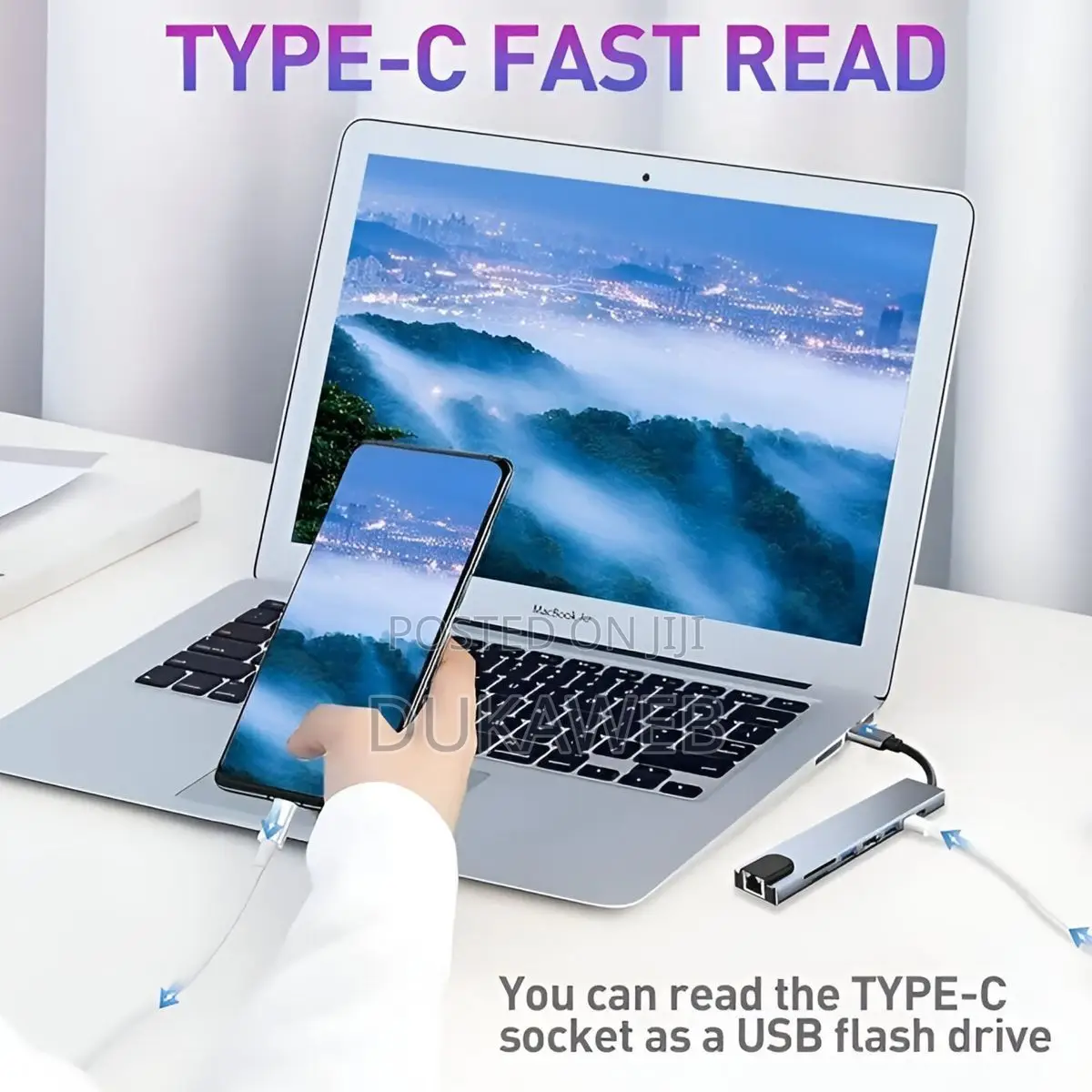 8-in-1 Usb-C Hub Type-C Adapter – Multi-Port Connectivity Hub