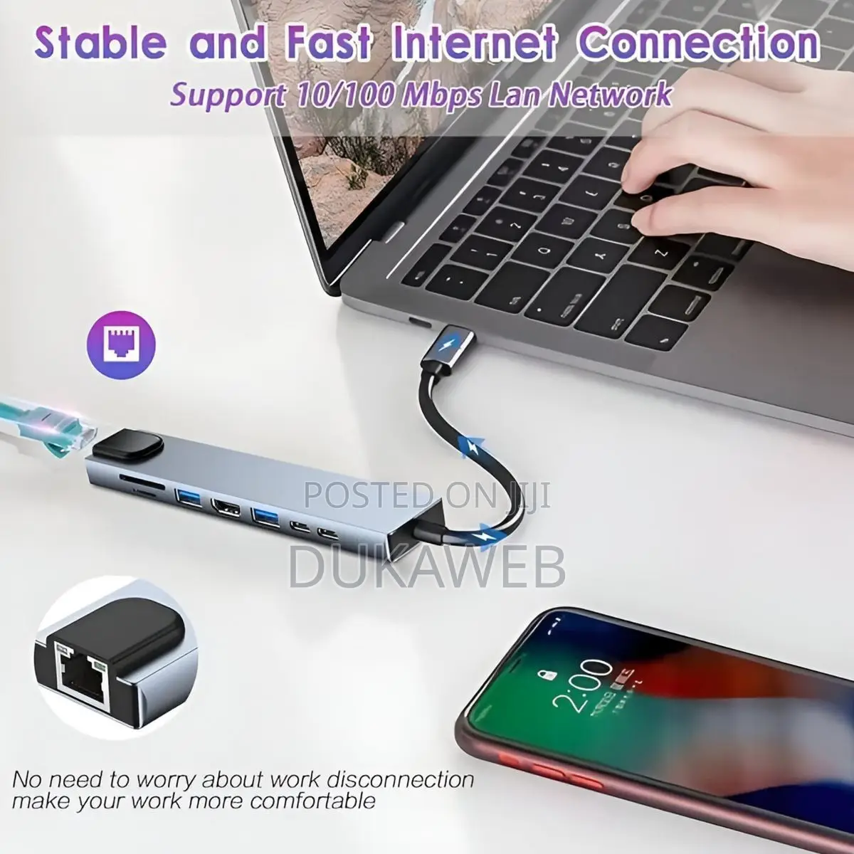 8-in-1 Usb-C Hub Type-C Adapter – Multi-Port Connectivity Hub