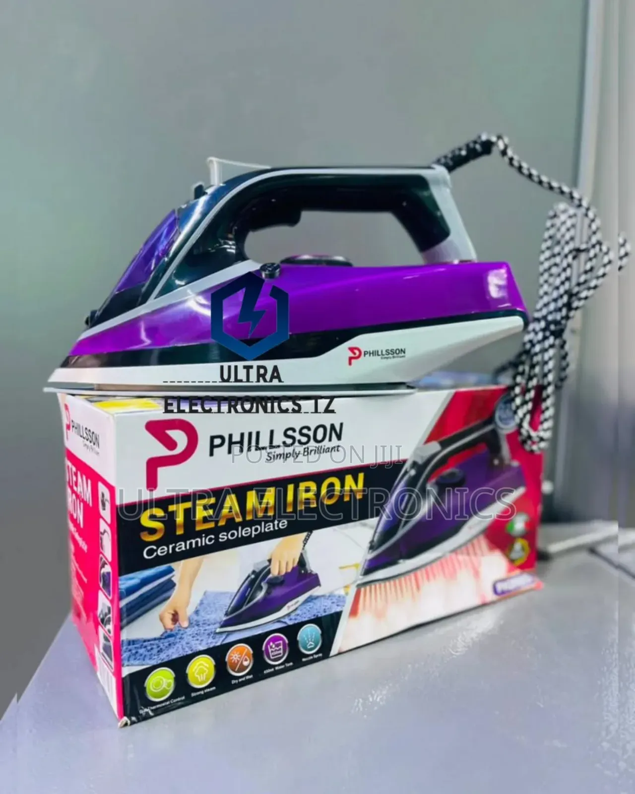 Original Phillsson Steam Iron Ceramic Soleplate/Pasi Ya Maji