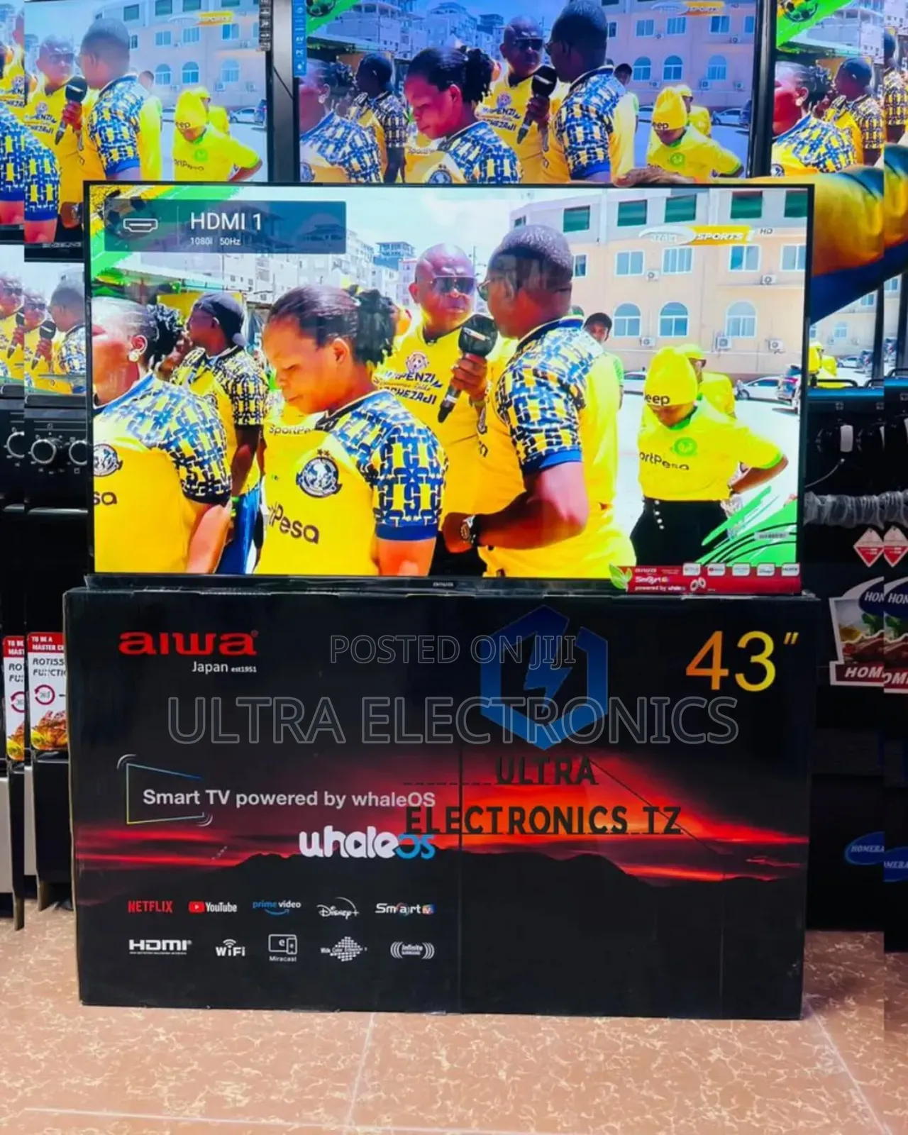 Aiwa Smart Frameless Tv 43 Inch With Youtube,
 Wifi
 Hdmi
 Usbport