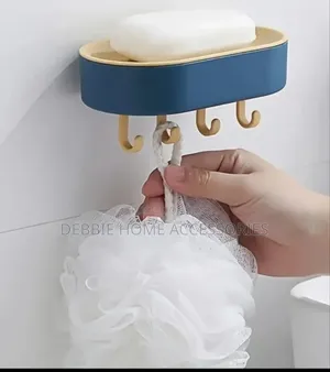 Wall-Mounted Soap Dish Holder With Hooks-2pcs