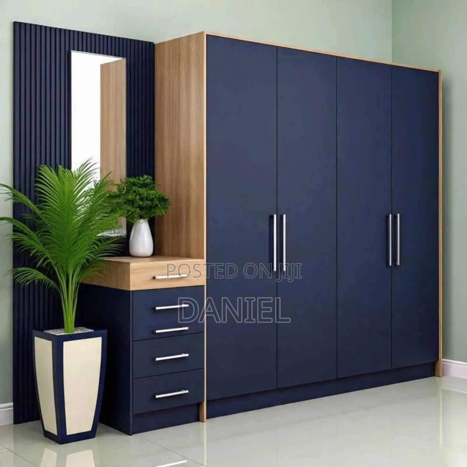 Kabati La Nguo Mi Nne Pamoja Na Dressing Table Combination Blue Color