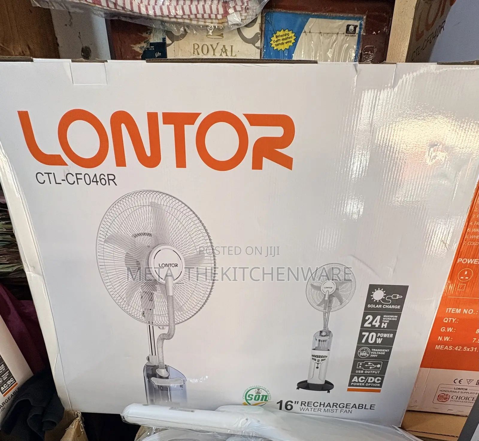 Lontor Rechargeable Mist Fan Size 16
