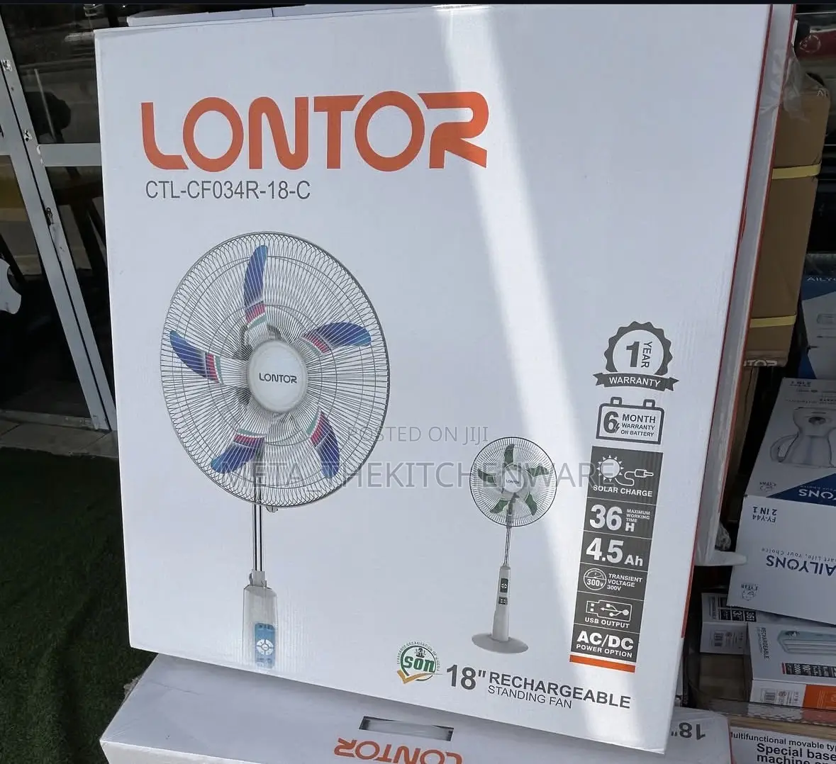 Lontor Rechargeable Standing Fan 18inch CTL-Cf034r-18-C.