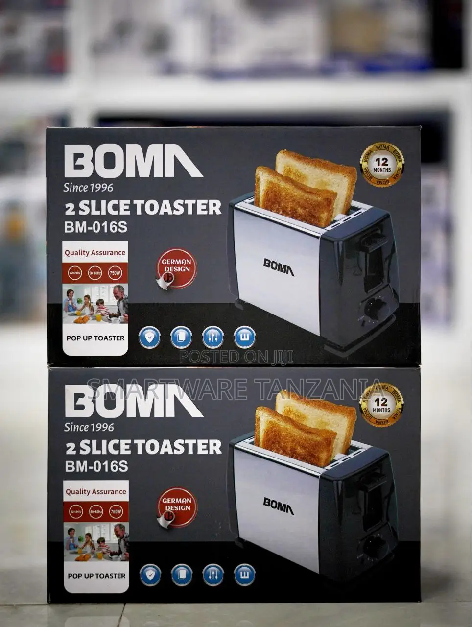 Boma Toaster 2 Slice Bm-016s 750w Pop Up German Design Stainless