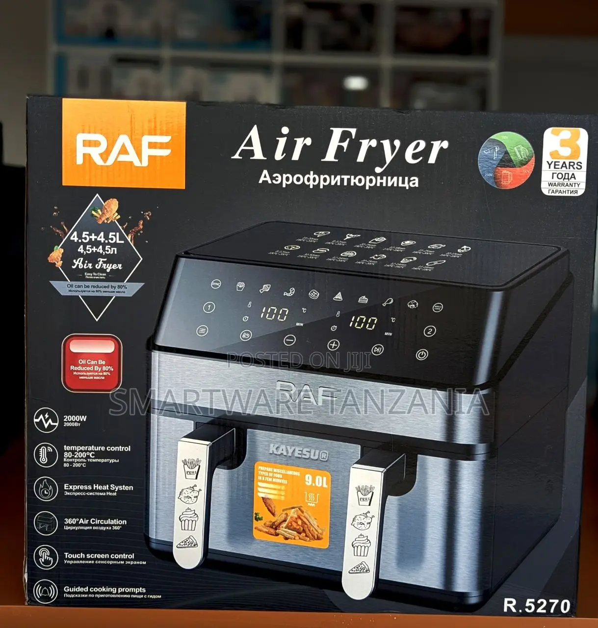 Raf Air Fryer 9l Dual Zone 2000w Digital Touch Screen Multi-Function