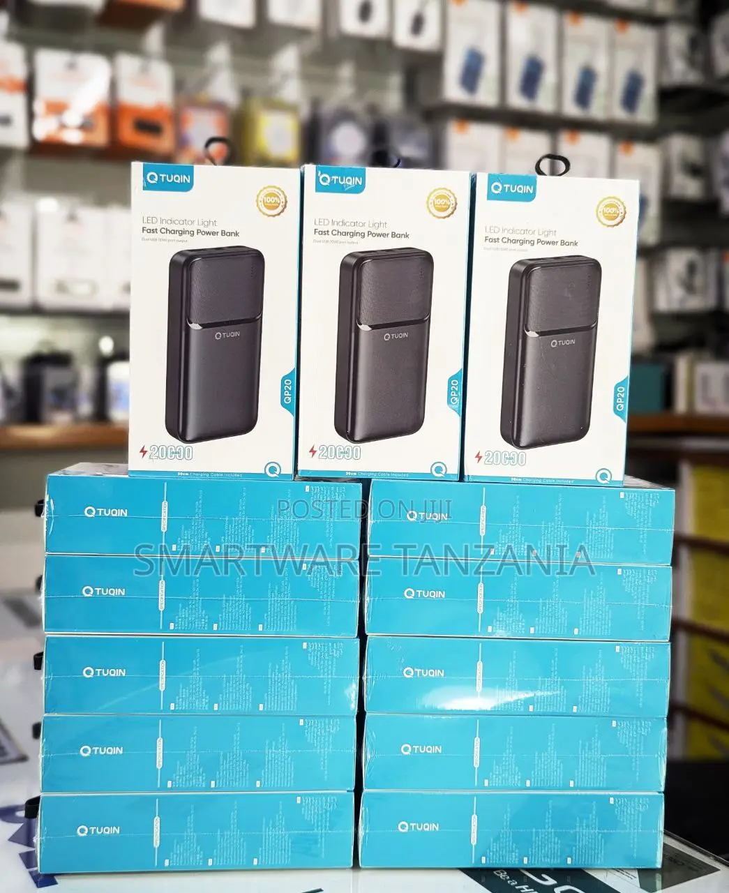 Qtuqin Power Bank 20000mah Fast Charging Led Portable Battery Pack