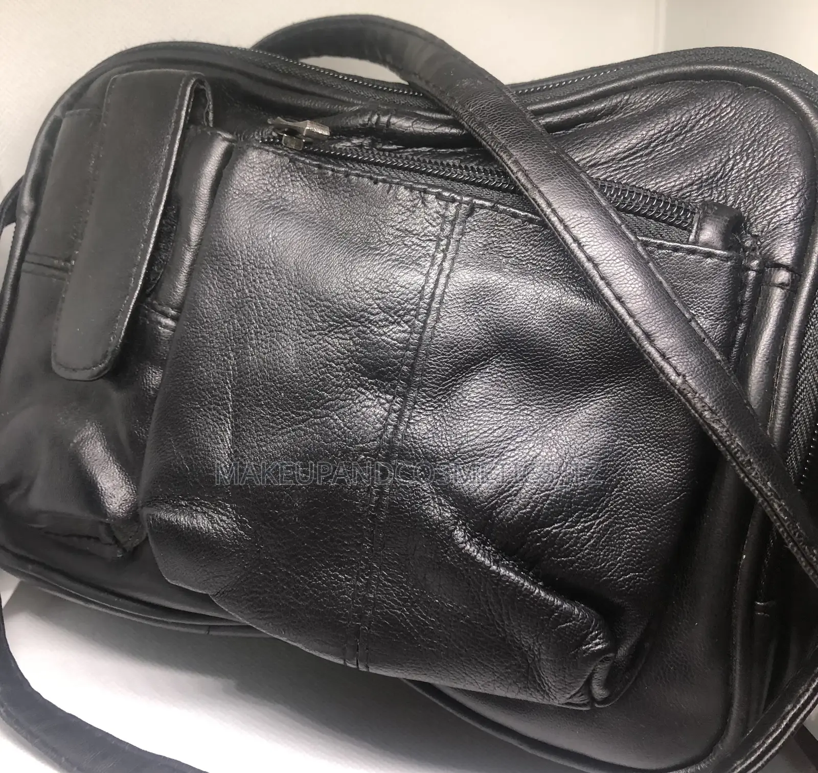 O10 - 65black Genuine Leather Cross Body Bag*1 in Stock*