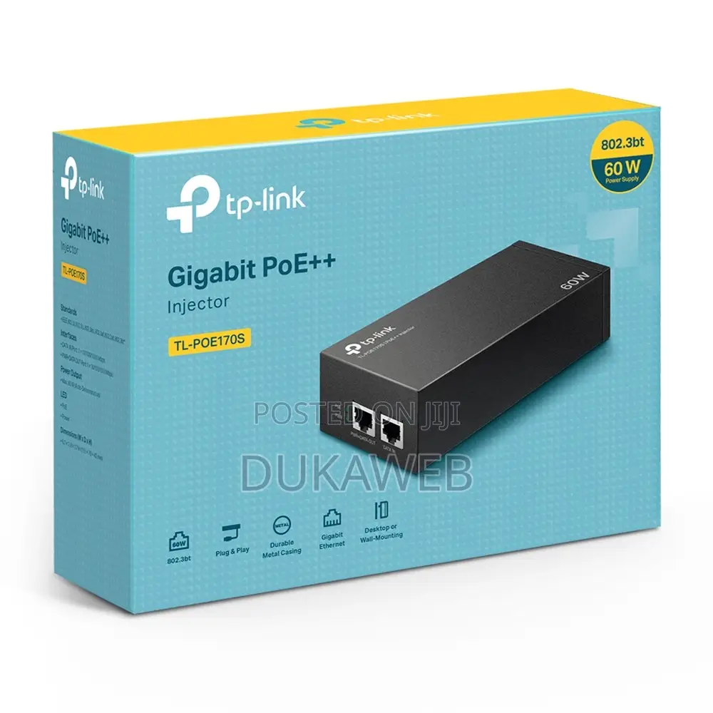 Tp-Link Omada Poe170s 60w Gigabit Poe++ Injector Adapter – Brand New