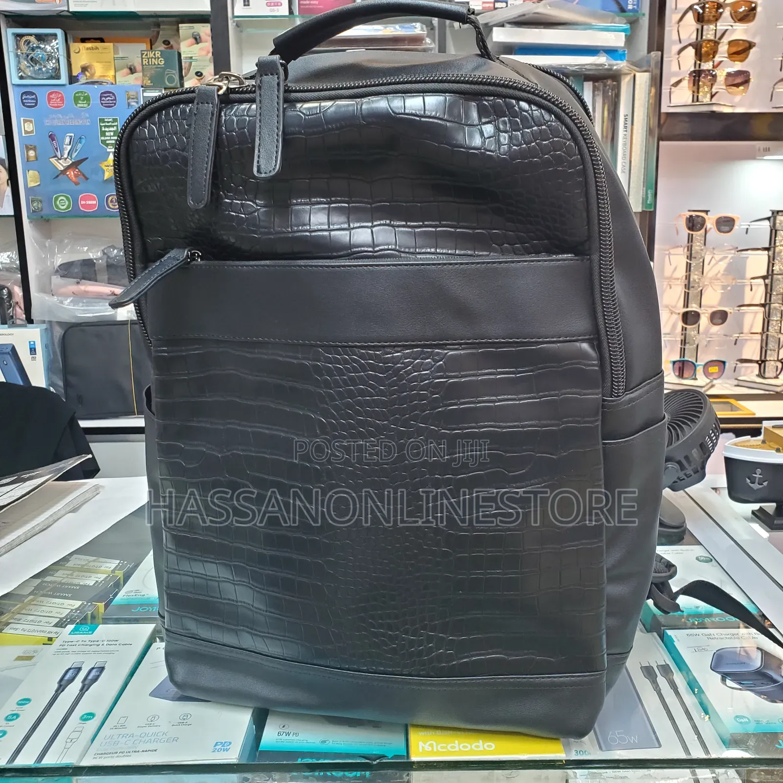 Faux Crocodile Leather Backpack