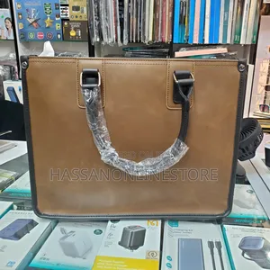 Leather Briefcase With Black Trim and Handles