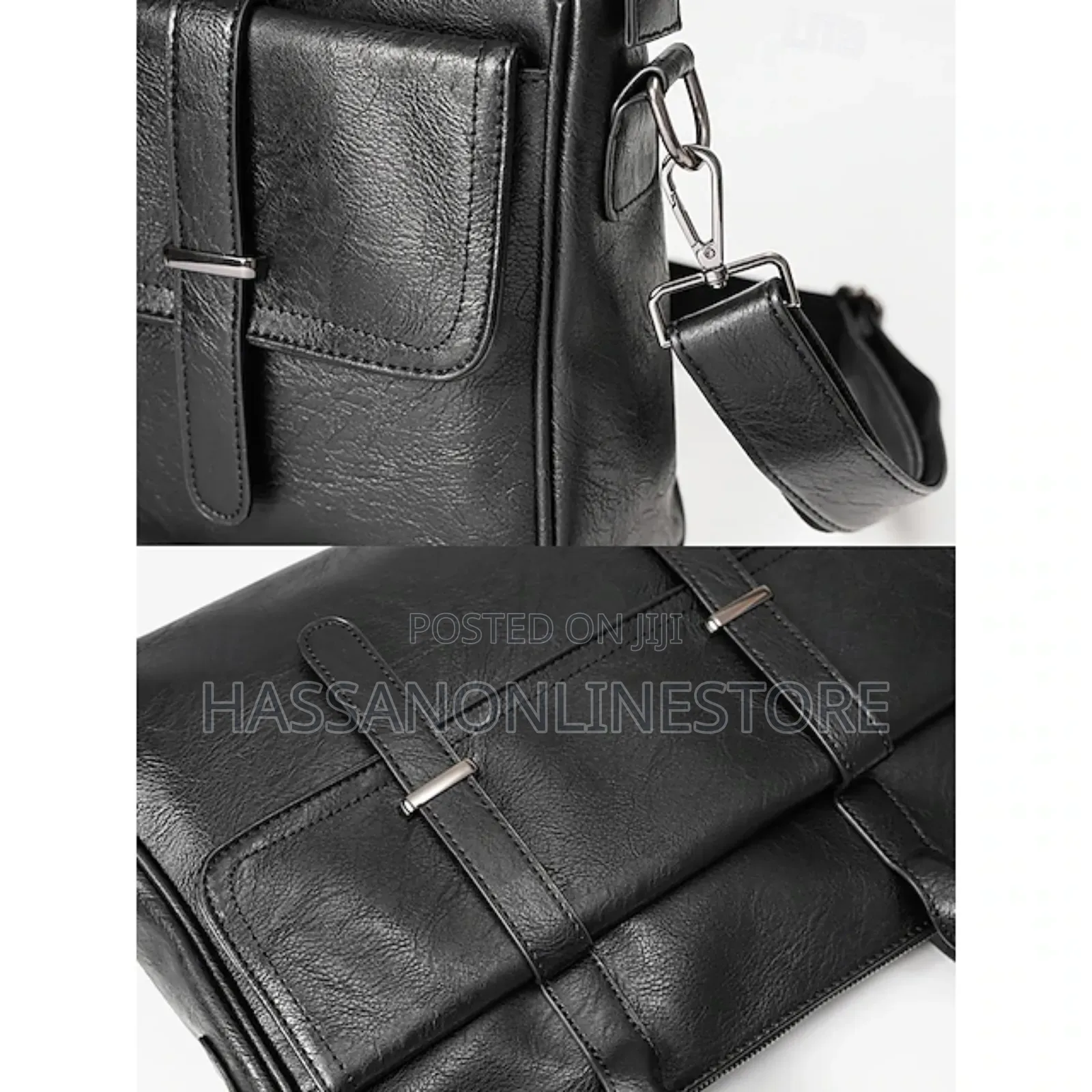 Men's Black Leather Tote Briefcase