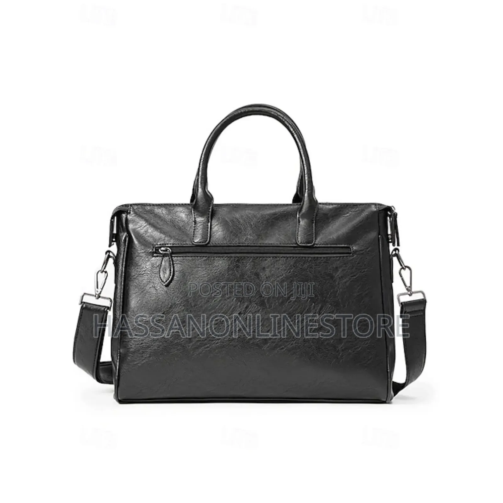 Men's Black Leather Tote Briefcase