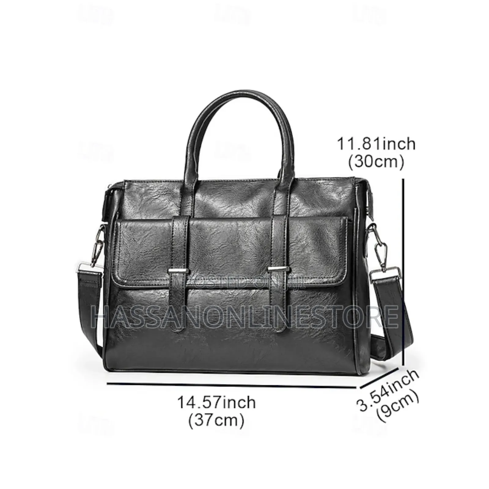 Men's Black Leather Tote Briefcase