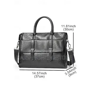 Men's Black Leather Tote Briefcase