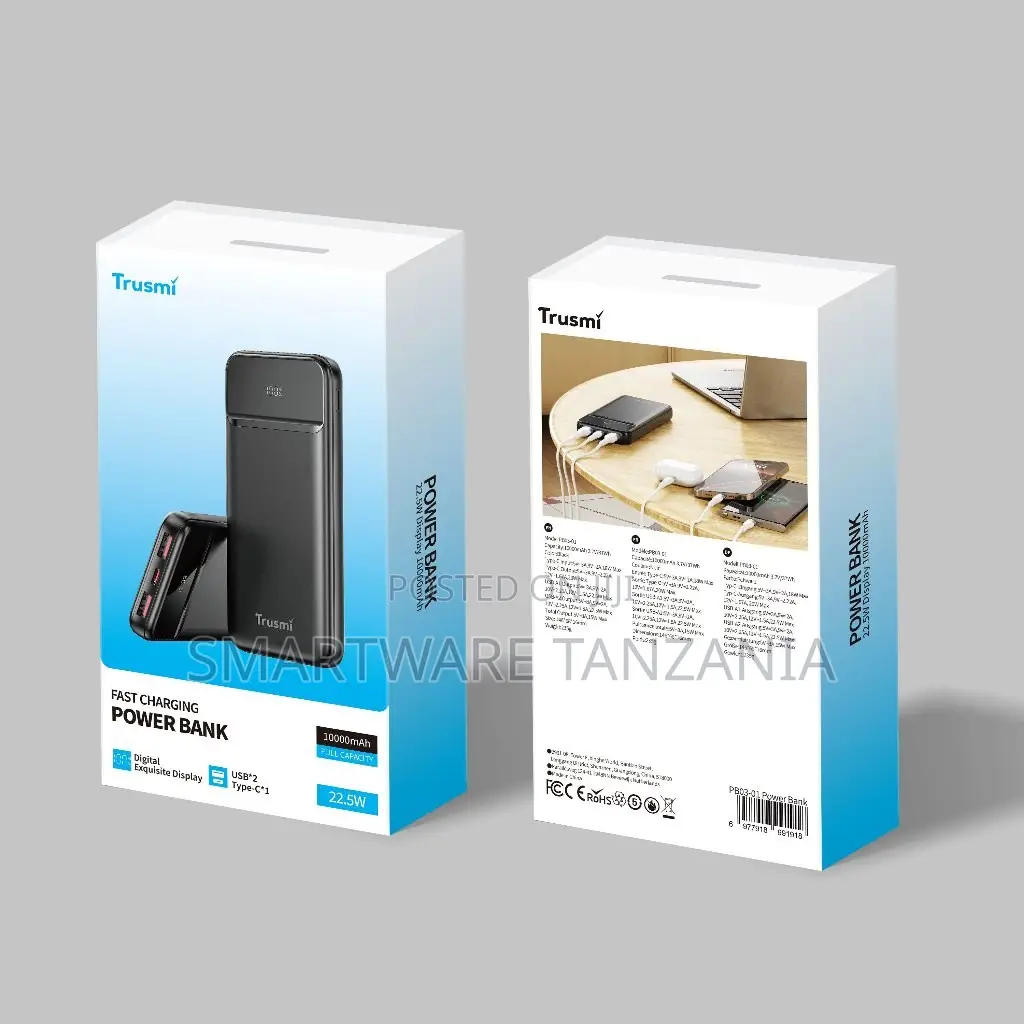 Qtuqin Power Bank 20000mah Fast Charging Led Portable Battery Pack
