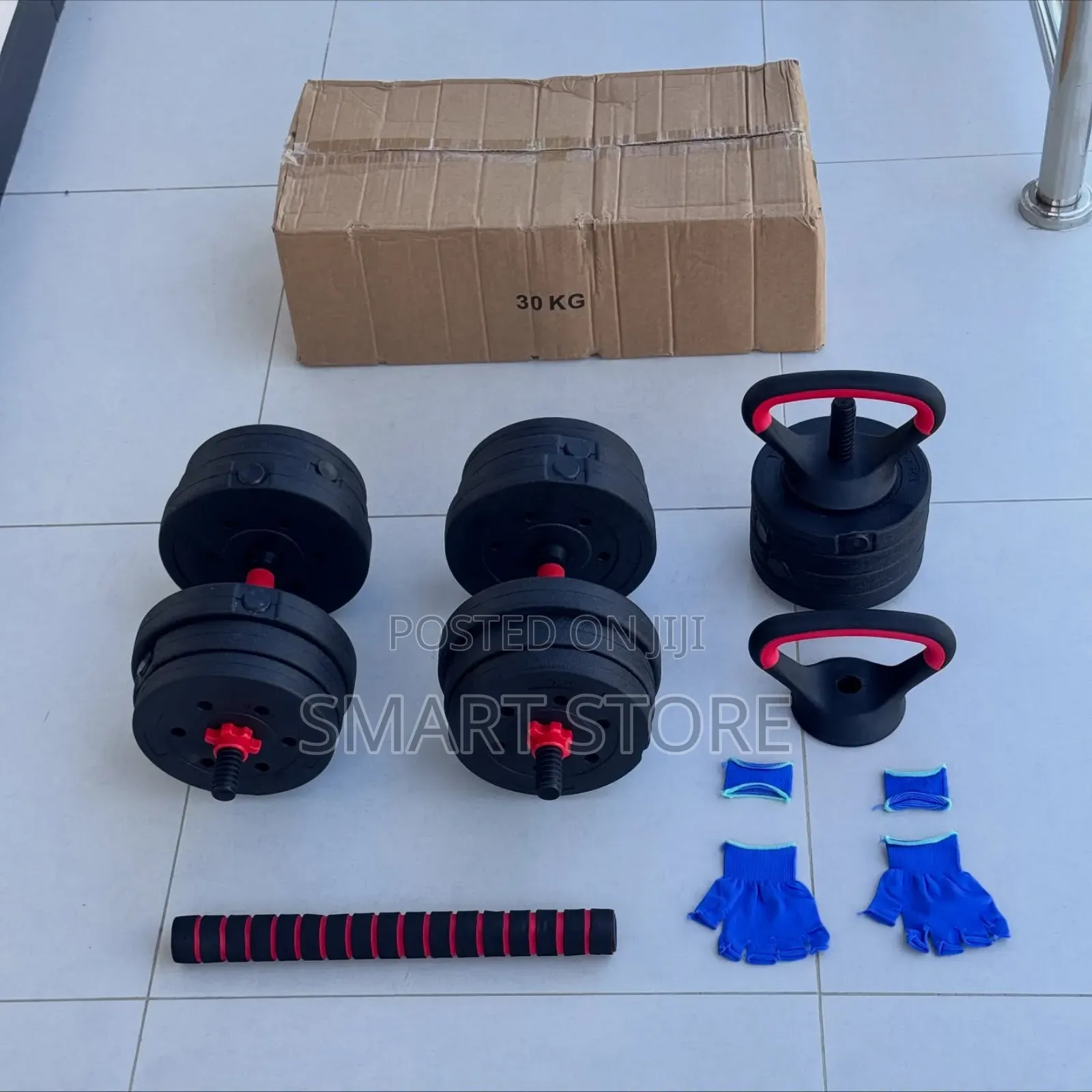 30kg Adjustable Dumbbell Set With Kettlebell Push-Up Stand