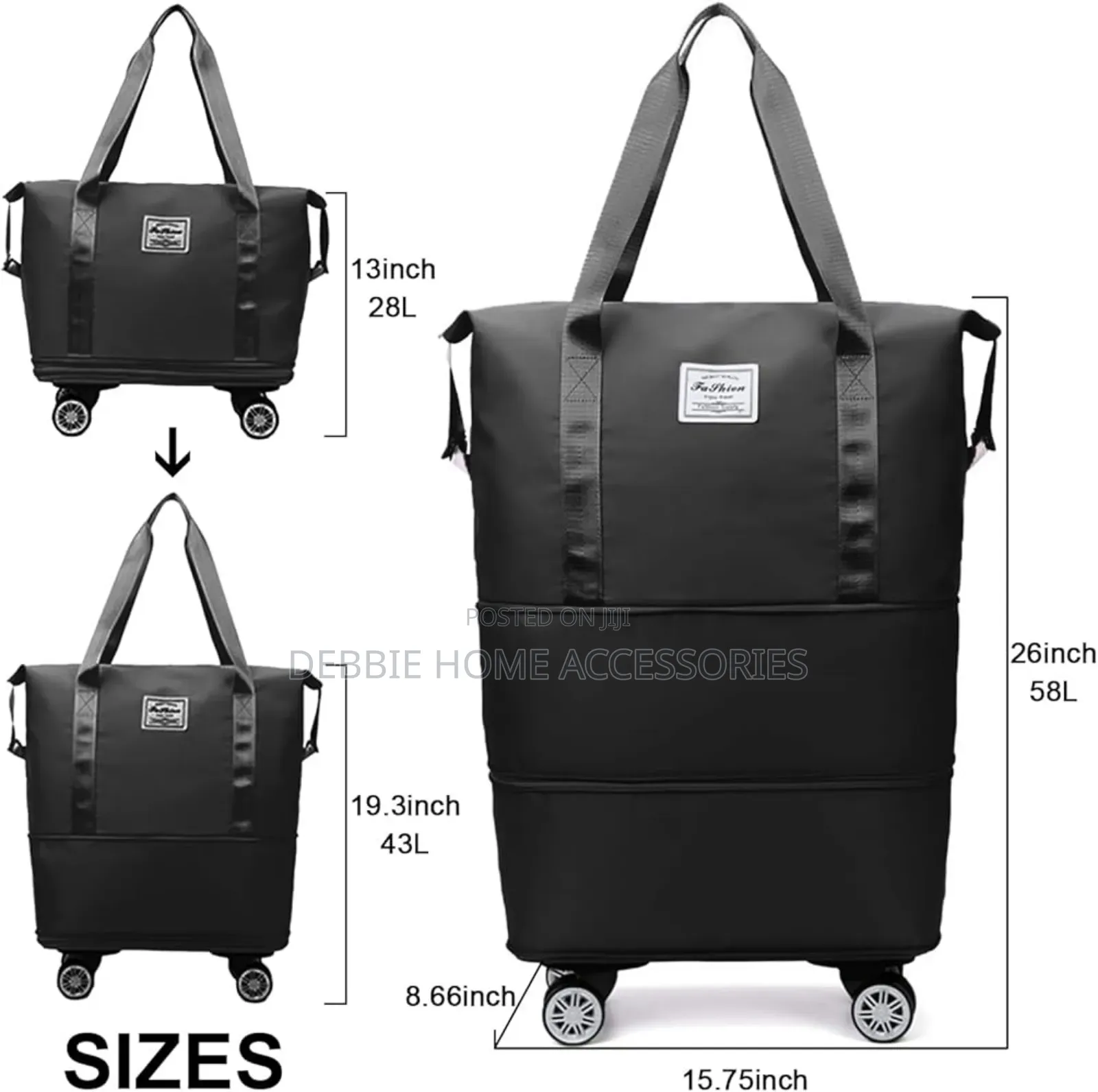 Hong Fu Expandable and Foldable Travel Duffel Bag