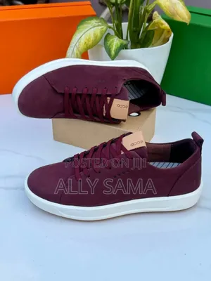 Men's Sneakers Shoes Ecco Material Leather Color Maroon